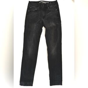 American eagle outfitters mid hi rise straight stretch jean denim black 2 short